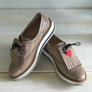 Zara beige platform bluchers